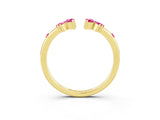 Yellow gold Open Marquise Cluster Pink Sapphire Band with Prong Setting_21