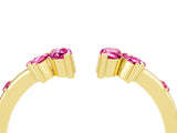 Yellow gold Open Marquise Cluster Pink Sapphire Band with Prong Setting_22