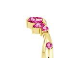 Yellow gold Open Marquise Cluster Pink Sapphire Band with Prong Setting_23