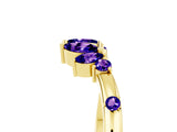 Yellow gold Open Marquise Cluster Tanzanite Band with Prong Setting_11
