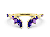 Yellow gold Open Marquise Cluster Tanzanite Band with Prong Setting_6
