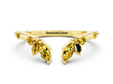 Yellow gold Open Marquise Cluster Yellow Sapphire Band with Prong Setting_18