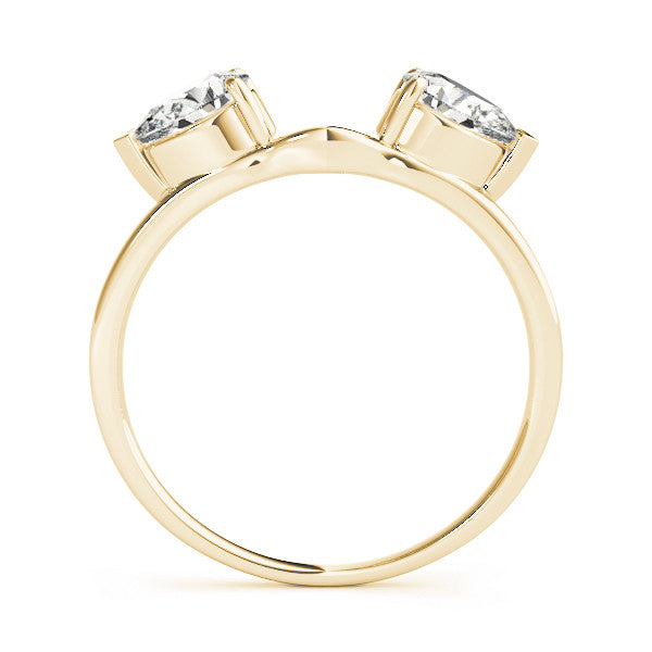 Yellow gold Open Pear-Cut Diamond Bypass Ring with Prong Setting 1
