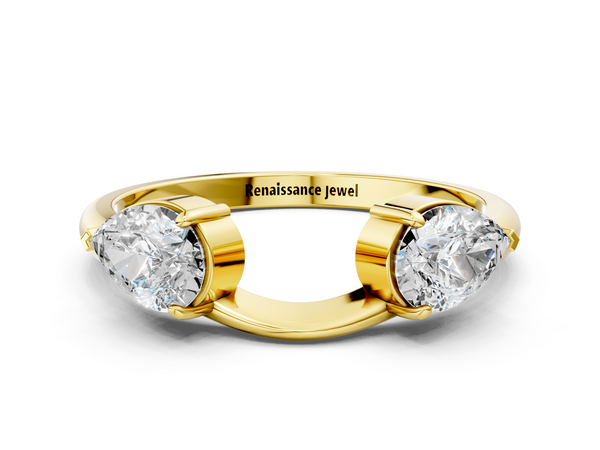 Yellow gold Two-Stone Pear Diamond Bypass Ring with Prong Setting