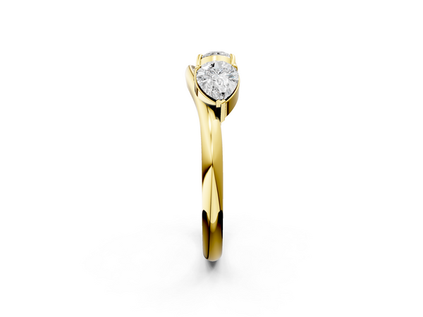 Yellow gold Two-Stone Pear Diamond Bypass Ring with Prong Setting