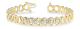 Yellow gold Oval Bezel Set Diamond Tennis Bracelet with Half-Bezel Prong Setting