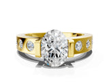 Yellow gold Oval Brilliant Channel-Set Diamond Ring with Bezel Prong Setting_6
