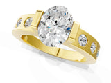 Yellow gold Oval Brilliant Channel-Set Diamond Ring with Bezel Prong Setting_7