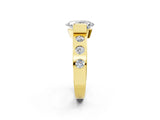 Yellow gold Oval Brilliant Channel-Set Diamond Ring with Bezel Prong Setting_8