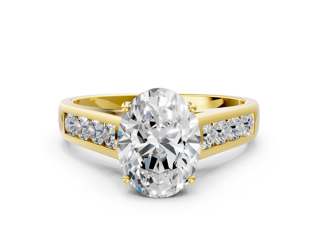 Yellow gold Oval Brilliant Channel-Set Solitaire Ring with Four-Prong Setting_20