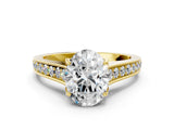 Yellow gold Oval Brilliant Cut Diamond Engagement Ring with Pavé Band and Four-Prong Setting_85