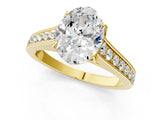 Yellow gold Oval Brilliant Cut Diamond Engagement Ring with Pavé Band and Four-Prong Setting_86