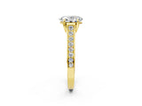 Yellow gold Oval Brilliant Cut Diamond Engagement Ring with Pavé Band and Four-Prong Setting_87