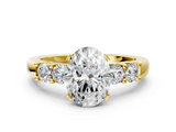 Yellow gold Oval Brilliant Cut Diamond Five-Stone Prong Set Engagement Ring with Channel Band_23