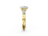 Yellow gold Oval Brilliant Cut Diamond Five-Stone Prong Set Engagement Ring with Channel Band_25