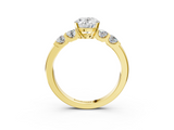 Yellow gold Oval Brilliant Cut Diamond Five-Stone Prong Set Engagement Ring with Channel Band_26