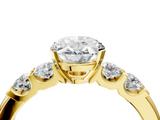 Yellow gold Oval Brilliant Cut Diamond Five-Stone Prong Set Engagement Ring with Channel Band_27