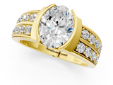 Yellow gold Oval Brilliant Diamond Channel Set Wide Band Ring with Bezel Setting_21