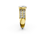 Yellow gold Oval Brilliant Diamond Channel Set Wide Band Ring with Bezel Setting_22
