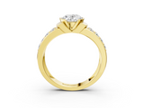 Yellow gold Oval Brilliant Diamond Channel Set Wide Band Ring with Bezel Setting_23
