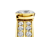 Yellow gold Oval Brilliant Diamond Channel Set Wide Band Ring with Bezel Setting_25