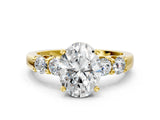 Yellow gold Oval Brilliant Diamond Five-Stone Engagement Ring with Prong Setting on a Classic Band_16