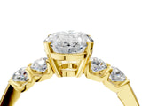 Yellow gold Oval Brilliant Diamond Five-Stone Engagement Ring with Prong Setting on a Classic Band_20