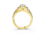 Yellow gold Oval Brilliant Diamond Pavé Band with Six-Prong Setting_6