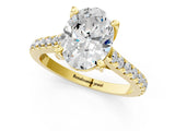 Yellow gold Oval Brilliant Diamond Solitaire with Pavé Band and Four-Prong Setting 2