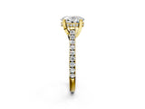 Yellow gold Oval Brilliant Diamond Solitaire with Pavé Band and Four-Prong Setting 3