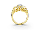 Yellow gold Oval Brilliant Flower Halo Diamond Split Shank Ring_72