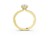 Yellow gold Oval Brilliant Pavé Band Solitaire with Four-Prong Setting_33