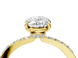 Yellow gold Oval Brilliant Pavé Band Solitaire with Four-Prong Setting_34