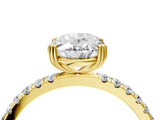 Yellow gold Oval Brilliant Solitaire with Pavé Band and Claw Prong Setting_11