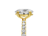 Yellow gold Oval Brilliant Solitaire with Pavé Band and Claw Prong Setting_12