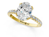 Yellow gold Oval Brilliant Solitaire with Pavé Band and Claw Prong Setting_8