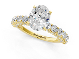 Yellow gold Oval Brilliant Solitaire with Pavé Band and Four-Prong Setting_66