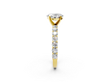 Yellow gold Oval Brilliant Solitaire with Pavé Band and Four-Prong Setting_67