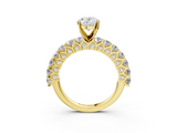 Yellow gold Oval Brilliant Solitaire with Pavé Band and Four-Prong Setting_68