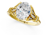 Yellow gold Oval Brilliant Solitaire with Pave Band and Four-Prong Setting_21