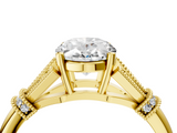 Yellow gold Oval Brilliant Solitaire with Pave Band and Four-Prong Setting_24