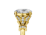 Yellow gold Oval Brilliant Solitaire with Pave Band and Four-Prong Setting_25