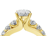 Yellow gold Oval Brilliant Solitaire with Side Stones on a Pave Band and Four-Prong Setting_28
