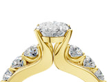 Yellow gold Oval Brilliant Solitaire with Side Stones on a Pave Band and Four-Prong Setting_51