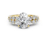 Yellow gold Oval Cluster Diamond Engagement Ring with Pavé Band and Four-Prong Setting_72