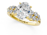 Yellow gold Oval Cluster Diamond Engagement Ring with Pavé Band and Four-Prong Setting_73