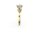 Yellow gold Oval Cluster Diamond Engagement Ring with Pavé Band and Four-Prong Setting_74
