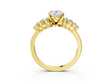 Yellow gold Oval Cluster Diamond Engagement Ring with Pavé Band and Four-Prong Setting_75
