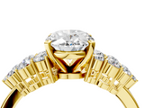 Yellow gold Oval Cluster Diamond Engagement Ring with Pavé Band and Four-Prong Setting_76