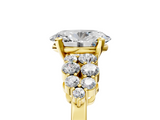 Yellow gold Oval Cluster Diamond Engagement Ring with Pavé Band and Four-Prong Setting_77